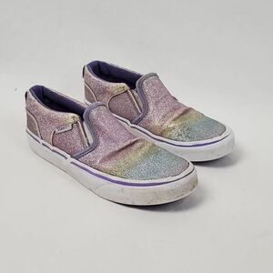 Vans Little Girls 2K Shiny Purple Slip-on Shoes